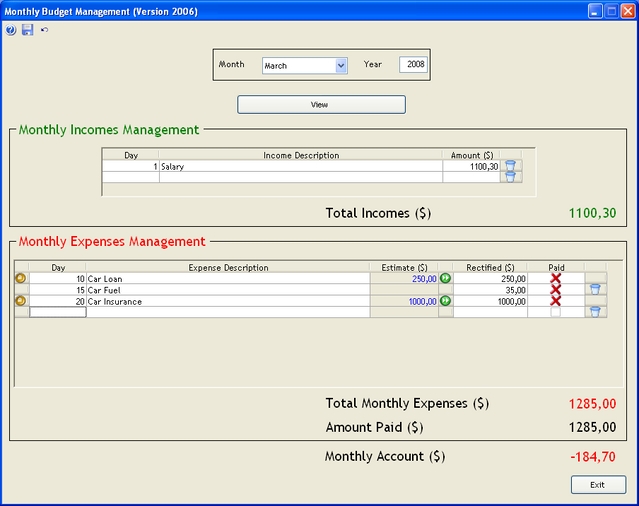 Personal accounting software to easy manage your familiar or personal budget.