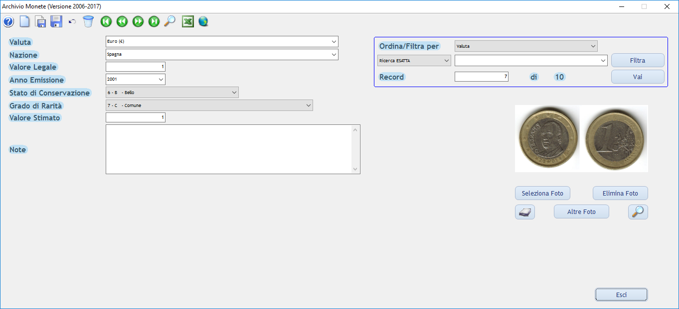 programma catalogazione monete