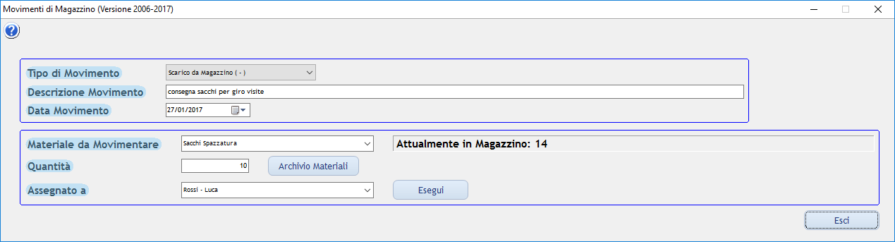 gestione movimenti magazzino