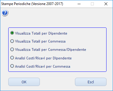 stampe e visualizzazioni periodiche per dipendente e commessa